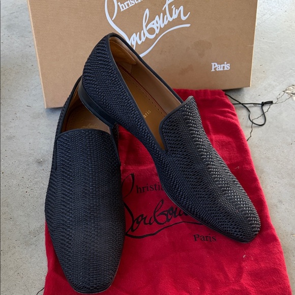 Christian Louboutin Textured Black Men's Slip-Ons